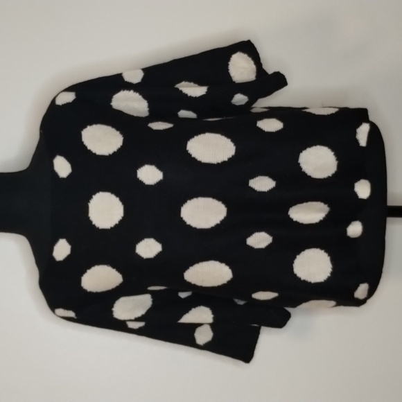 Leshop black white polkadot crop boatneck sweater Sz M/L - Picture 1 of 9
